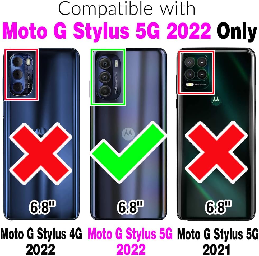 Asuwish Funda de teléfono para Motorola Moto G Stylus 5G 2022 con protector de pantalla de vidrio templado y soporte de tarjeta de piel sintética,