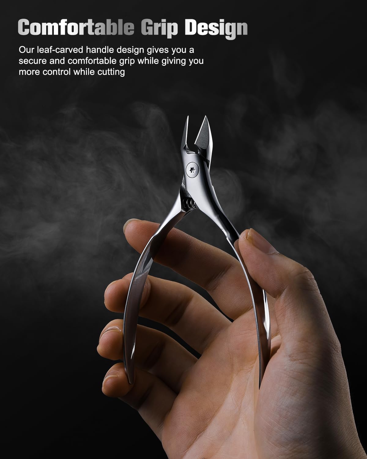 FERYES Cortadora de cutículas de mandíbula completa, cortadora de cutículas de uñas resistente con resorte integrado, herramienta removedor de