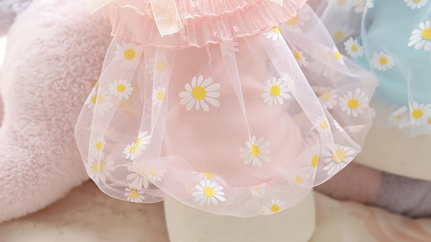 MaruPet Elegante vestido de princesa brillante de margarita con punto de lazo para perro pequeño, extra pequeño, pug, chihuahua, shih tzu, Yorkshire