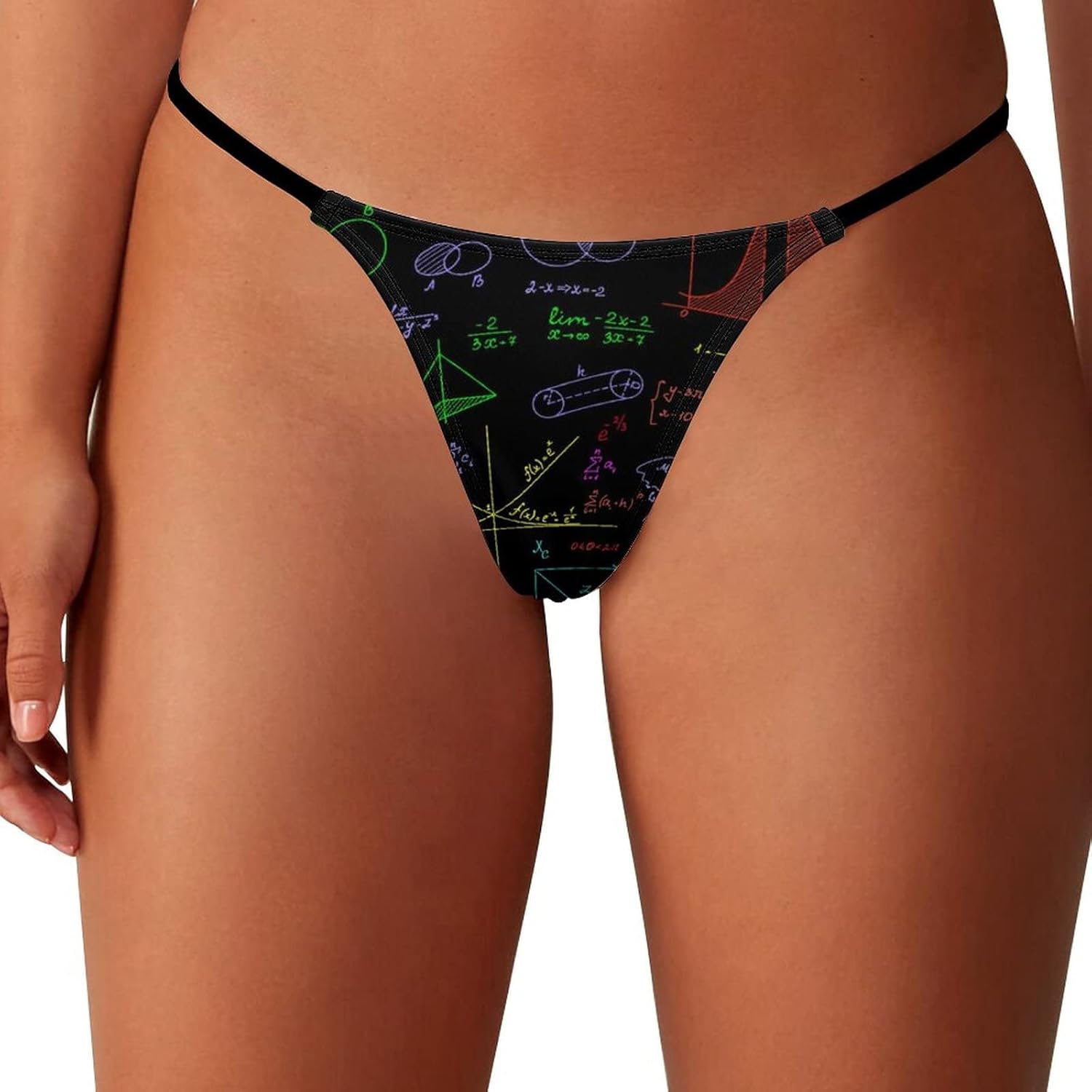 Multicolored Math Formulas Science G-String Thongs for Women No Show Panties Underwear Low Rise T-Back
