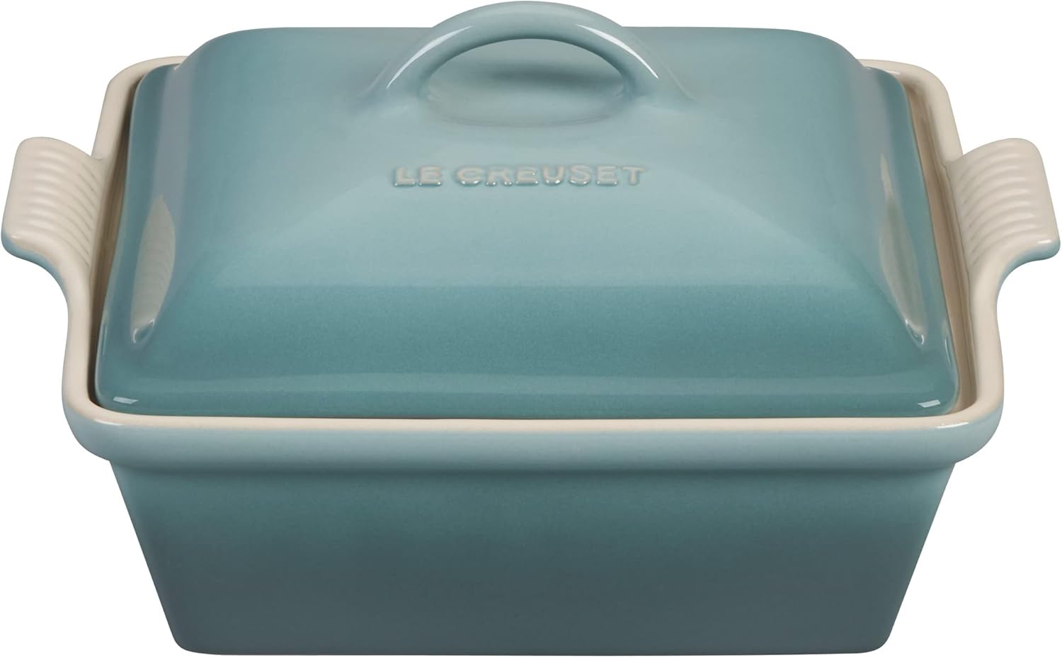 Le Creuset Stoneware Heritage – Cazuela cuadrada cubierta, 9 pulgadas, sal marina