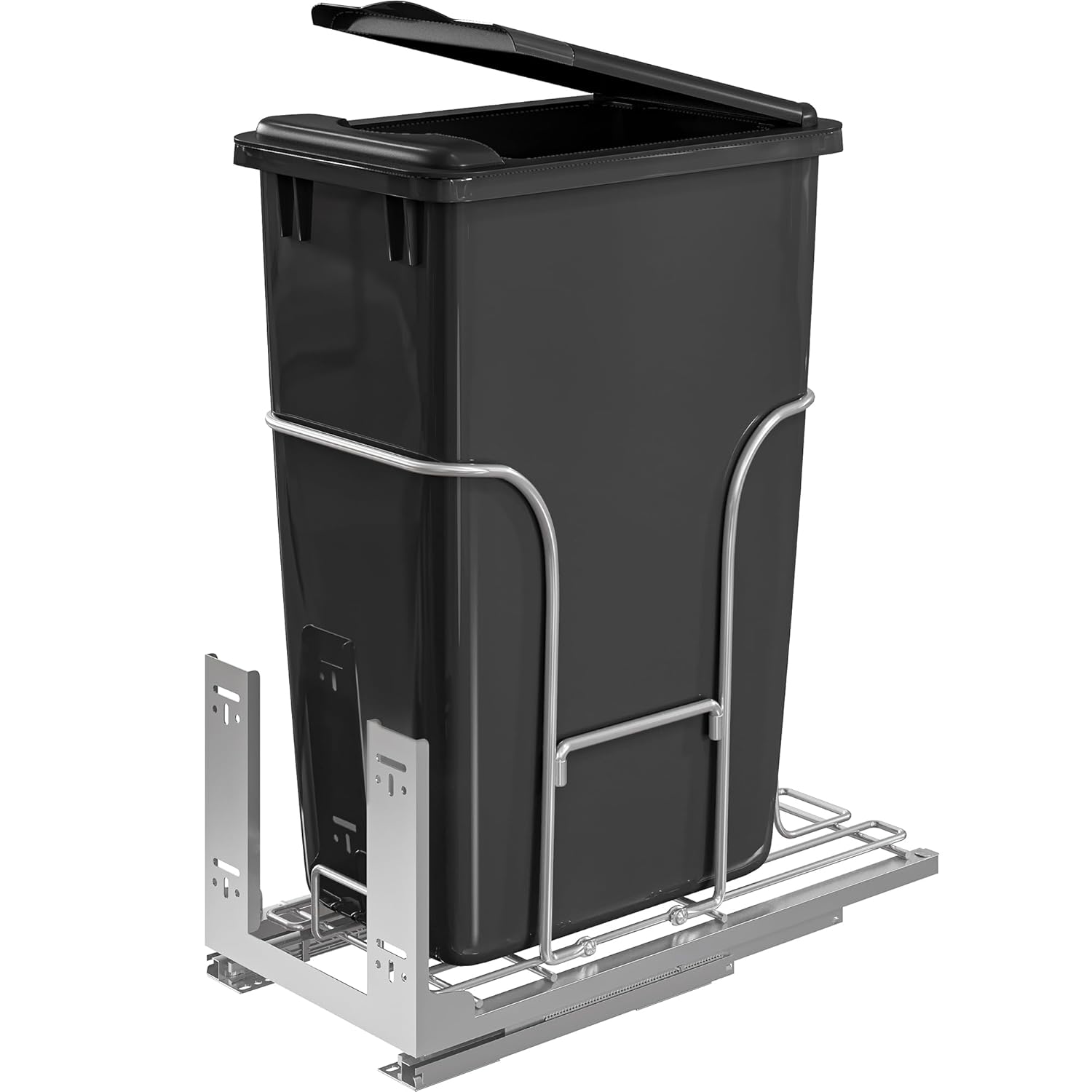 YITAHOME Contenedor de basura extraíble de 43 cuartos de galón (XL) con tapa para armarios mínimos de 14.2 pulgadas de ancho x 22.2 pulgadas de