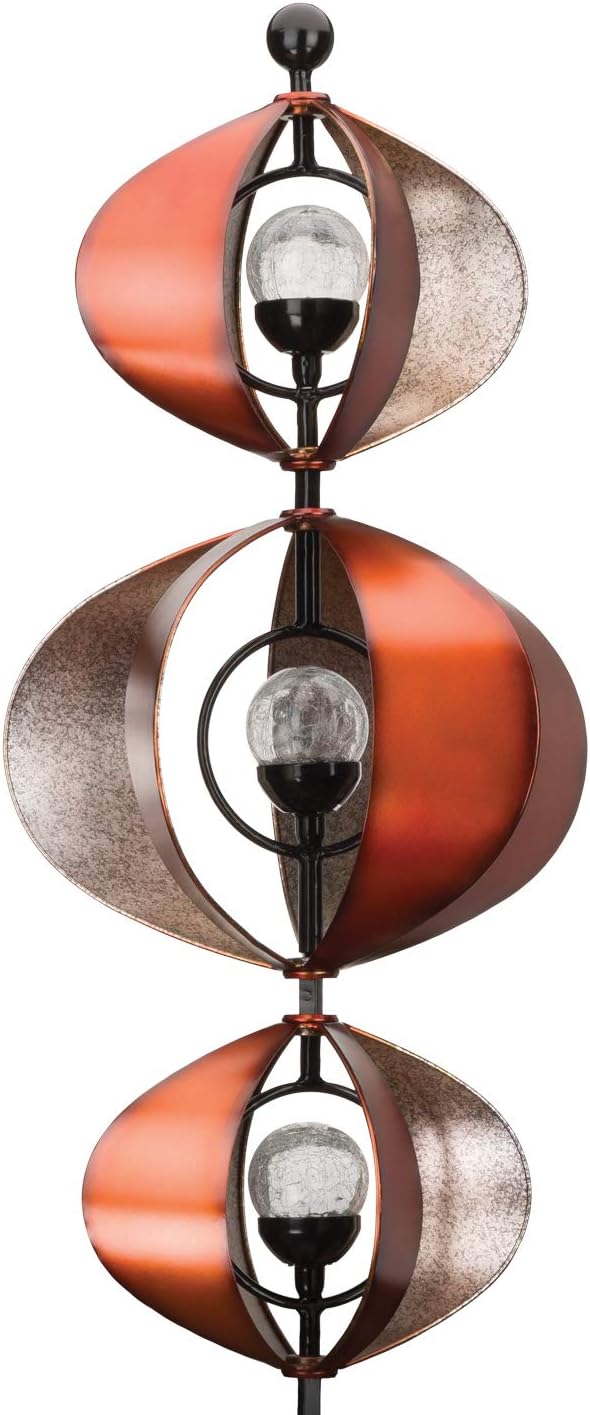 Regal Art & Gift 12574 Molinillo de viento solar con 3 orbes para decoración de jardín, bronce plateado