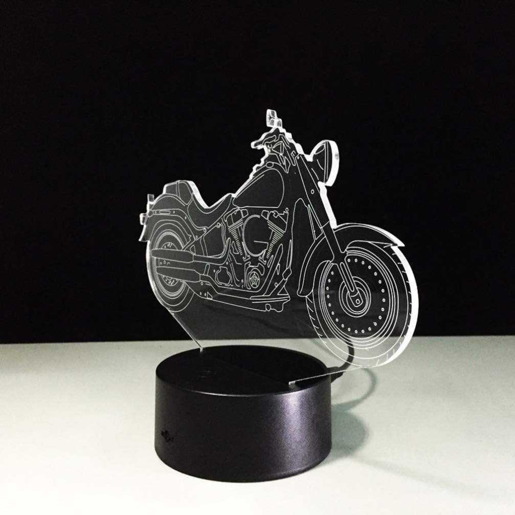 Mobestech 3D motocicleta luz nocturna 3D ilusión lámpara LED motocicleta lámparas de mesa 7 colores luz táctil dormitorio decoraciones centros de