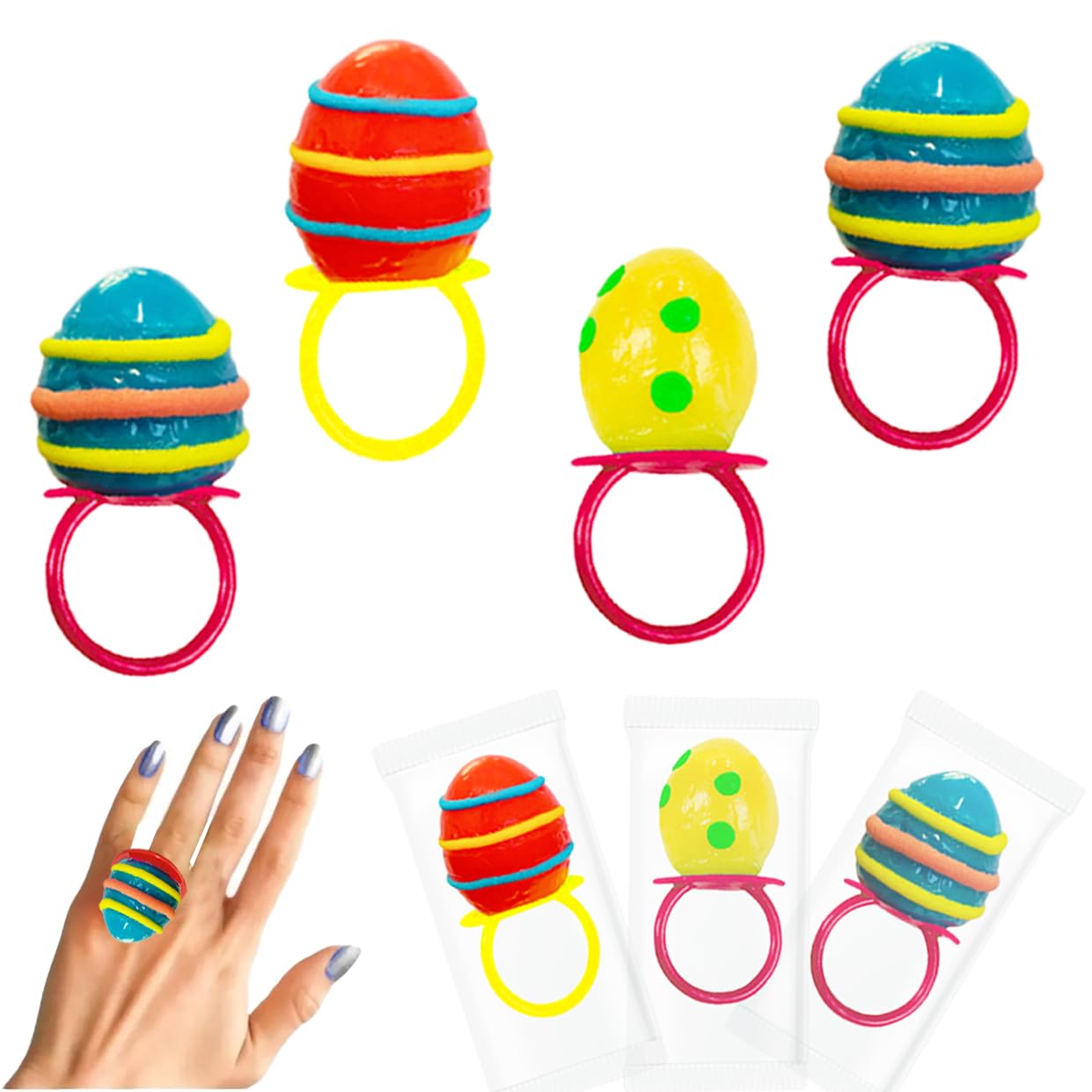 Fruidles Anillos de dulces de huevos de Pascua, caramelos duros, envueltos individualmente (paquete de 24)