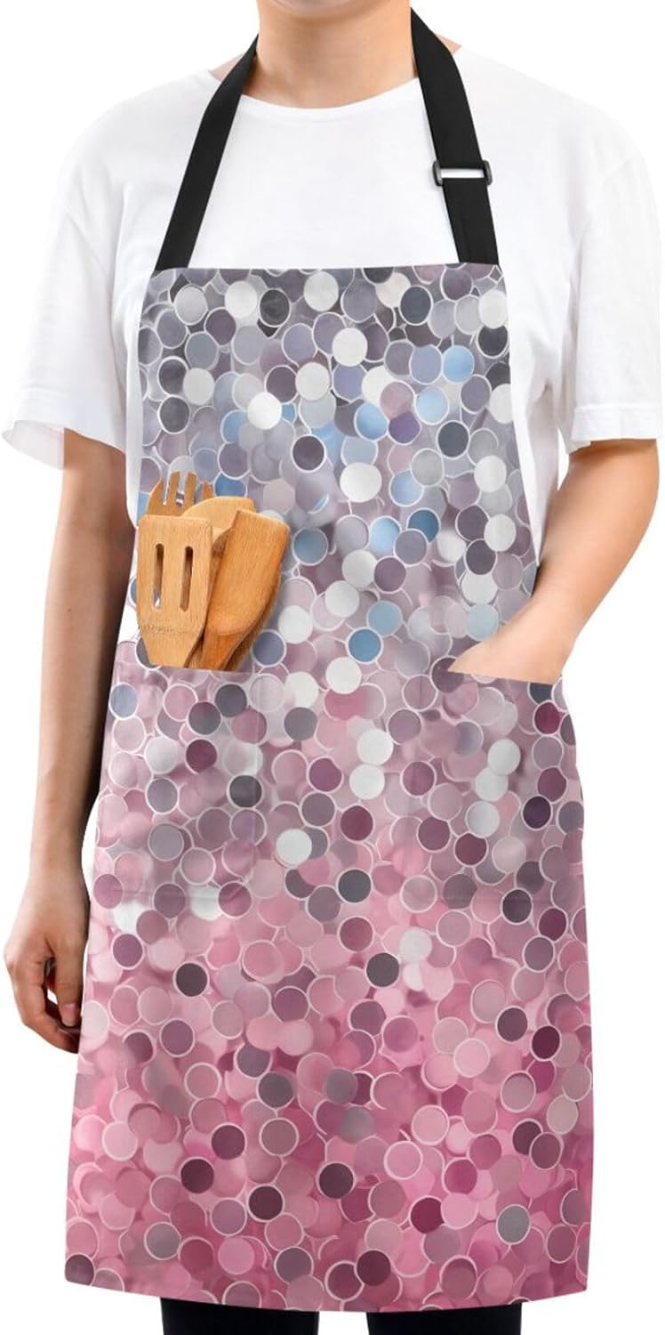 RPLIFE Delantal de barbacoa para hombre, color rosa, morado, dorado, plateado, delantal para cocinar, delantal de cocina impermeable, delantales de