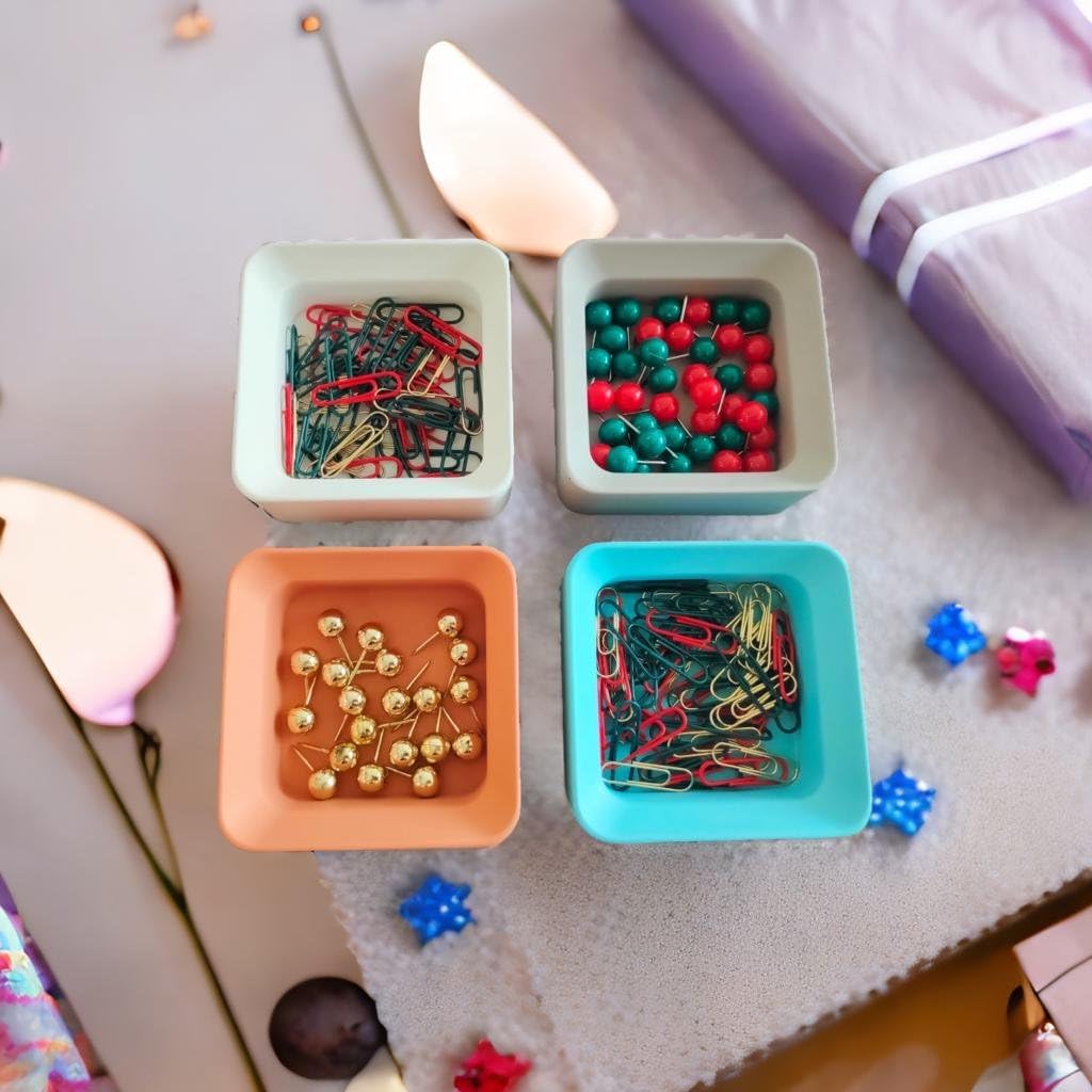 Soporte de clip de papel, dispensador de clip de papel de hormigón, bonitos accesorios de escritorio de oficina para mujeres, organizador de