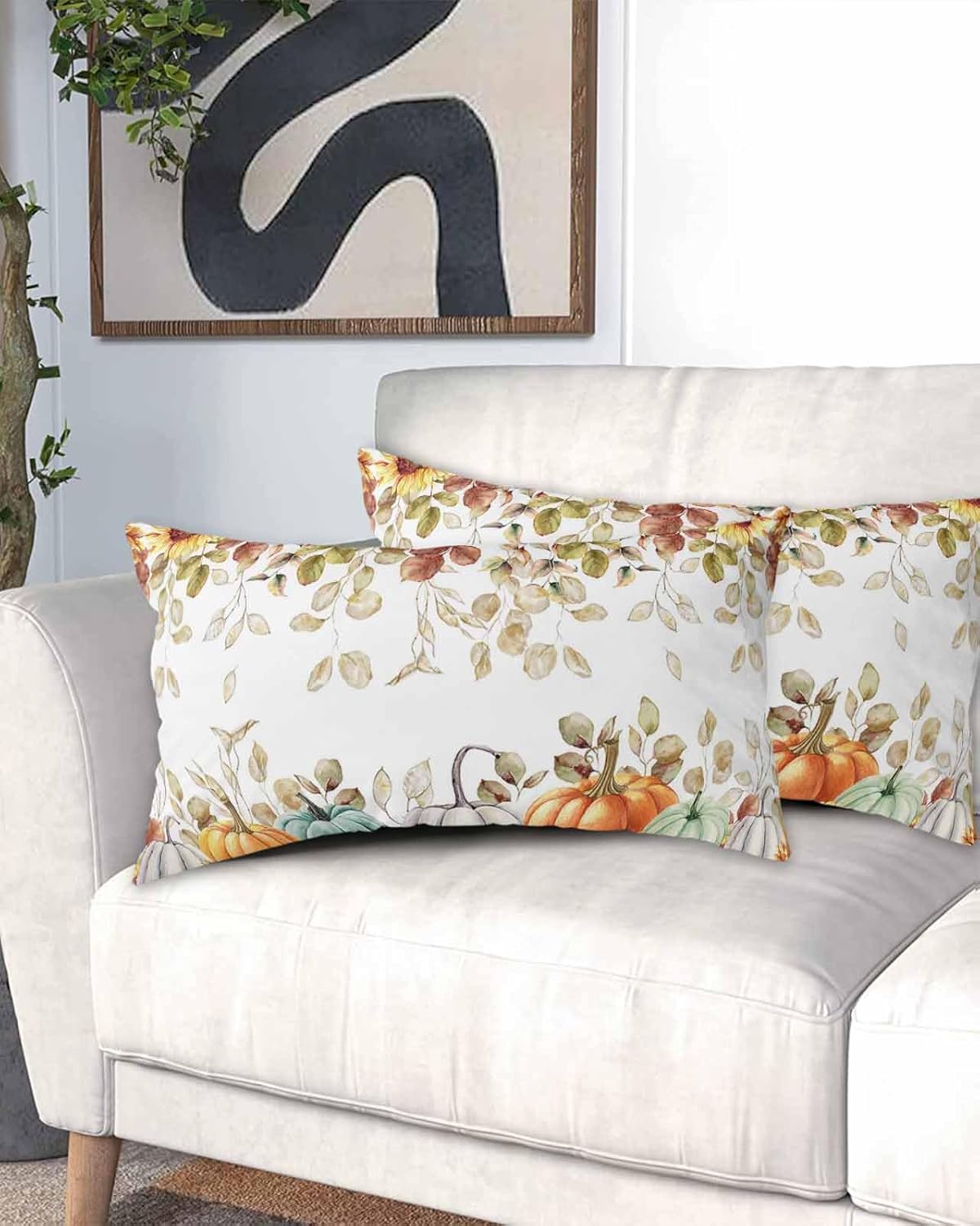 Fundas de almohada de otoño de Acción de Gracias, tamaño King, fundas de almohada suaves decorativas para sofá de cuerpo largo con cierre de sobre,