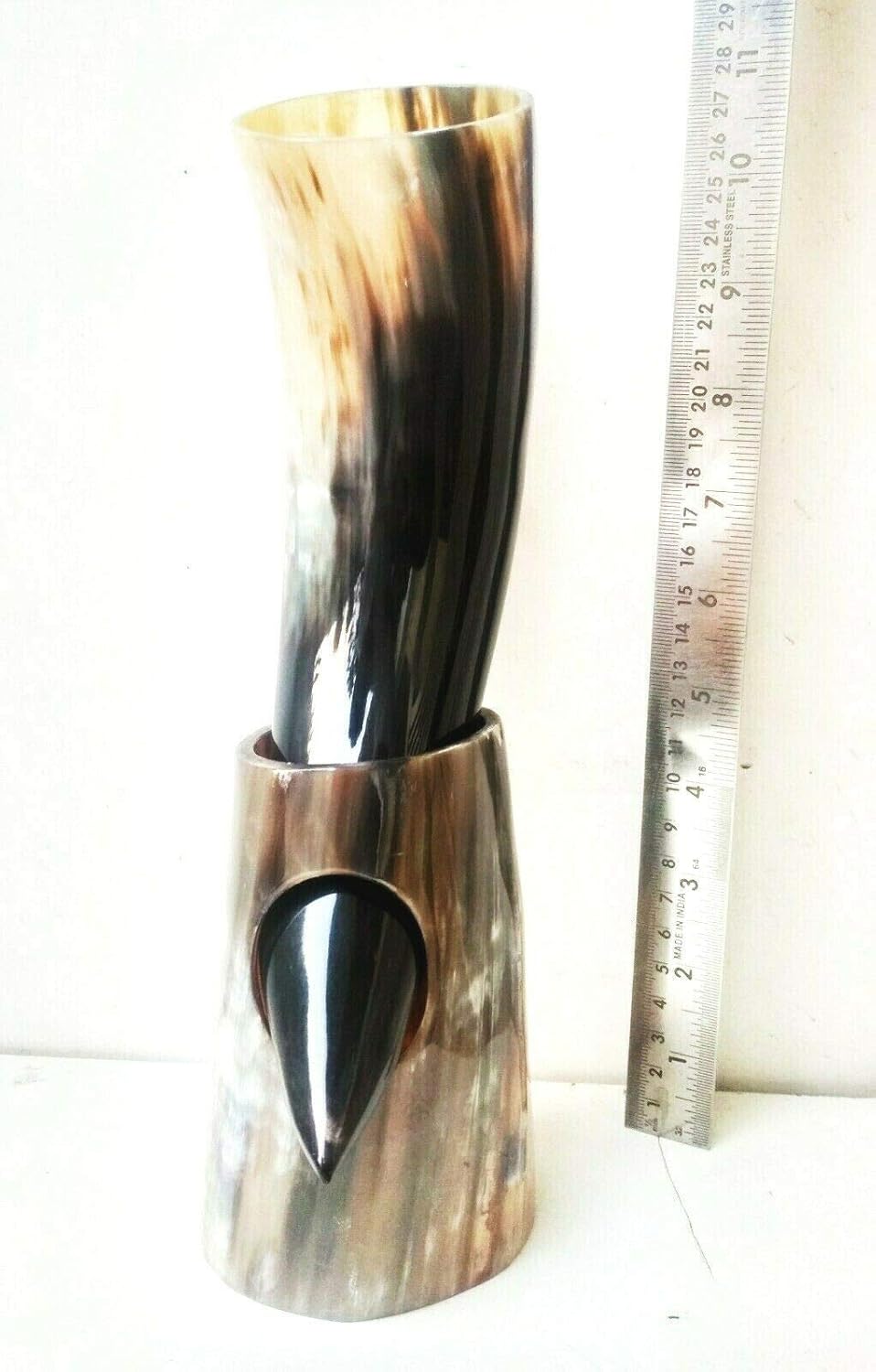 Tazas de cuerno vikingo de 10 onzas  Tazas hechas a mano de cuerno real de 9 a 12 pulgadas para vino, cerveza, cáliz nórdico de THOR LOTR estilo