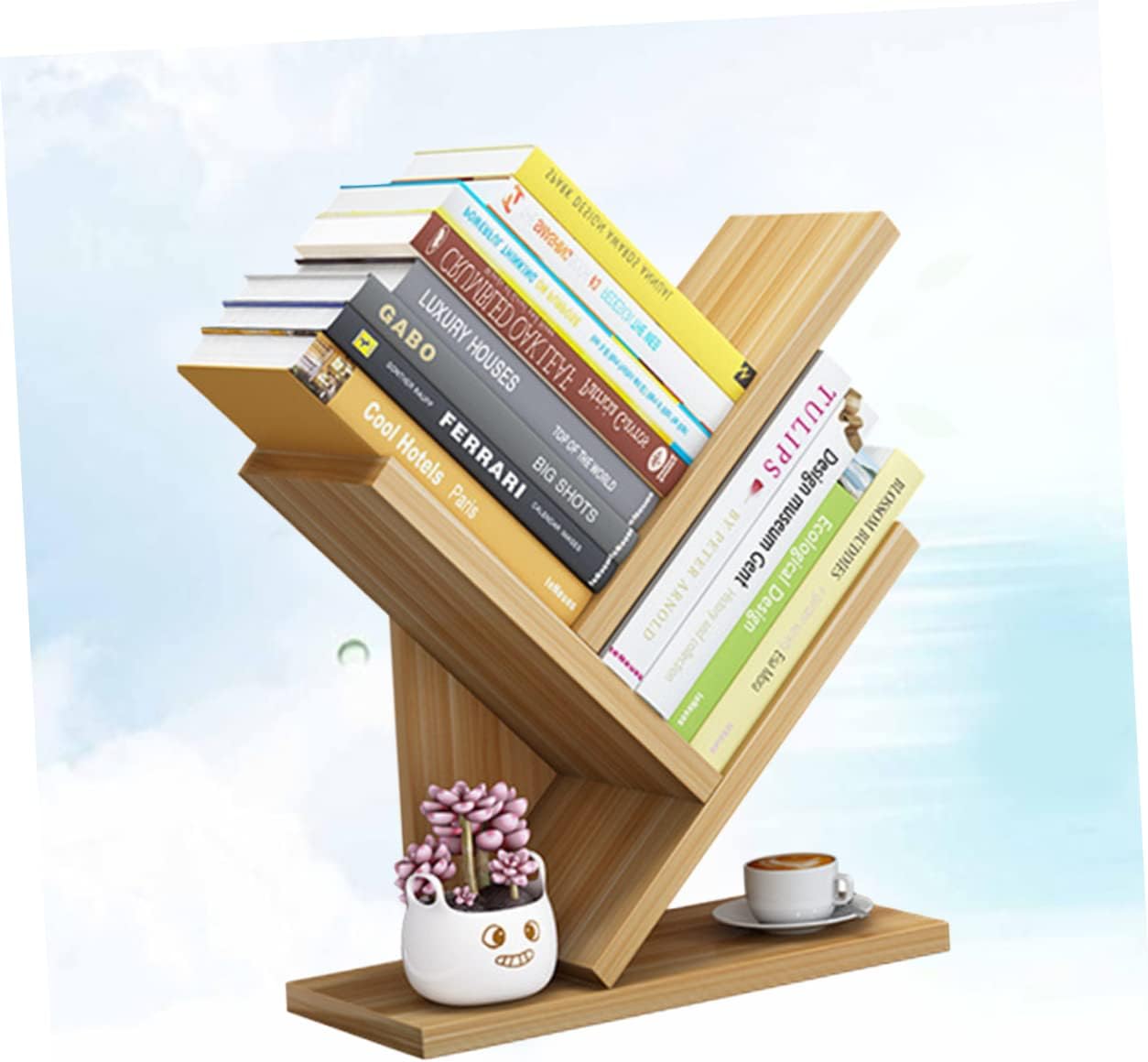 Estantería de madera de 3 capas para escritorio, estantería de árbol, estante de almacenamiento de moda pequeño
