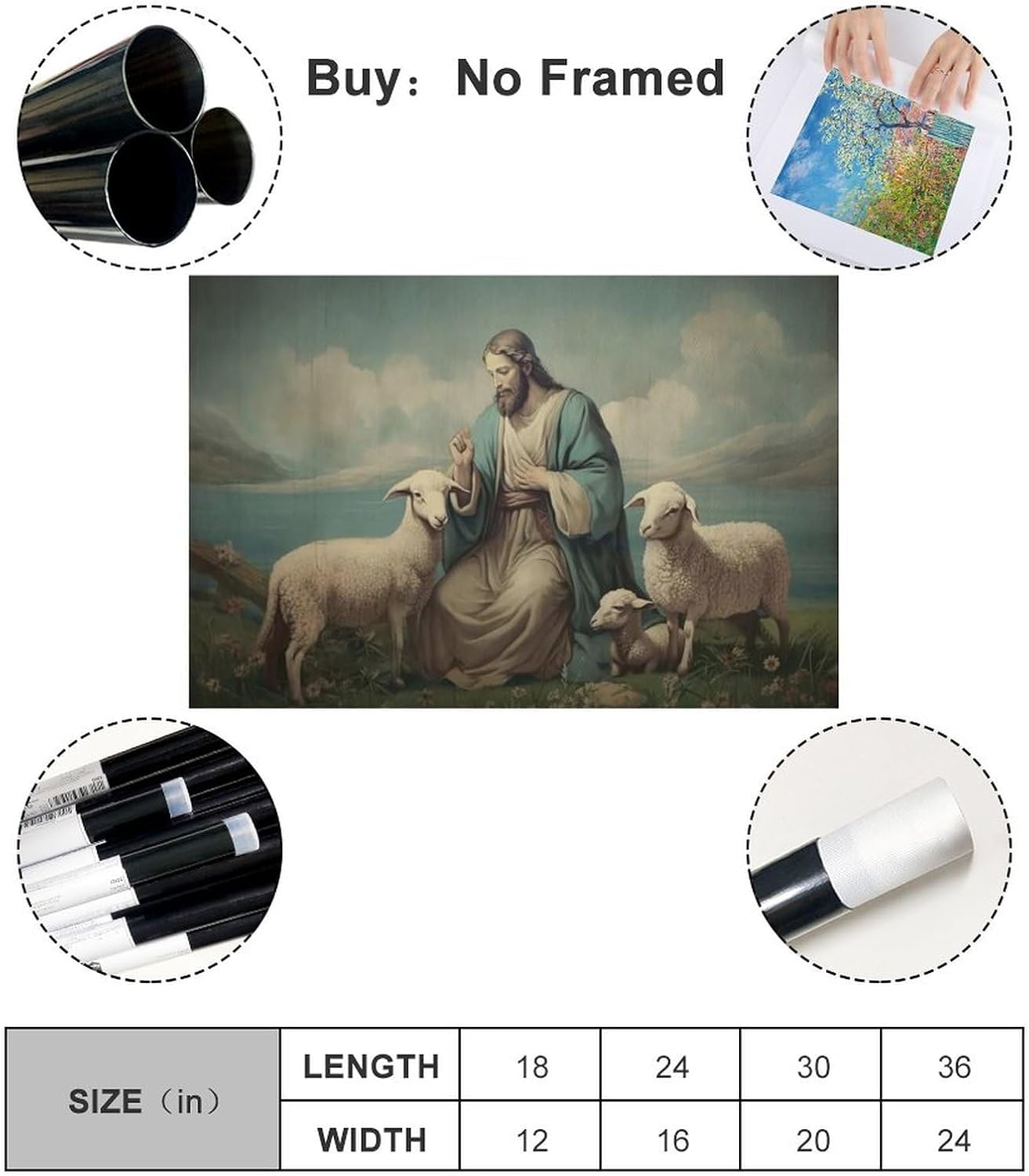Arte De Pared Retro Para Dormitorio, Jesús Y Cordero, Carteles De Jesucristo, Decoración De Habitaci Póster Pintura Decorativa Lienzo Póster de