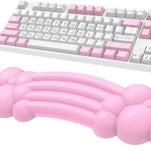 Cloud – Teclado con reposamuñecas y reposamuñecas, de piel sintética, espuma viscoelástica suave de silicona con forma ergonómica de arcoíris Cloud – Teclado con reposamuñecas y reposamuñecas, de piel sintética, espuma viscoelástica suave de silicona con forma ergonómica de arcoíris