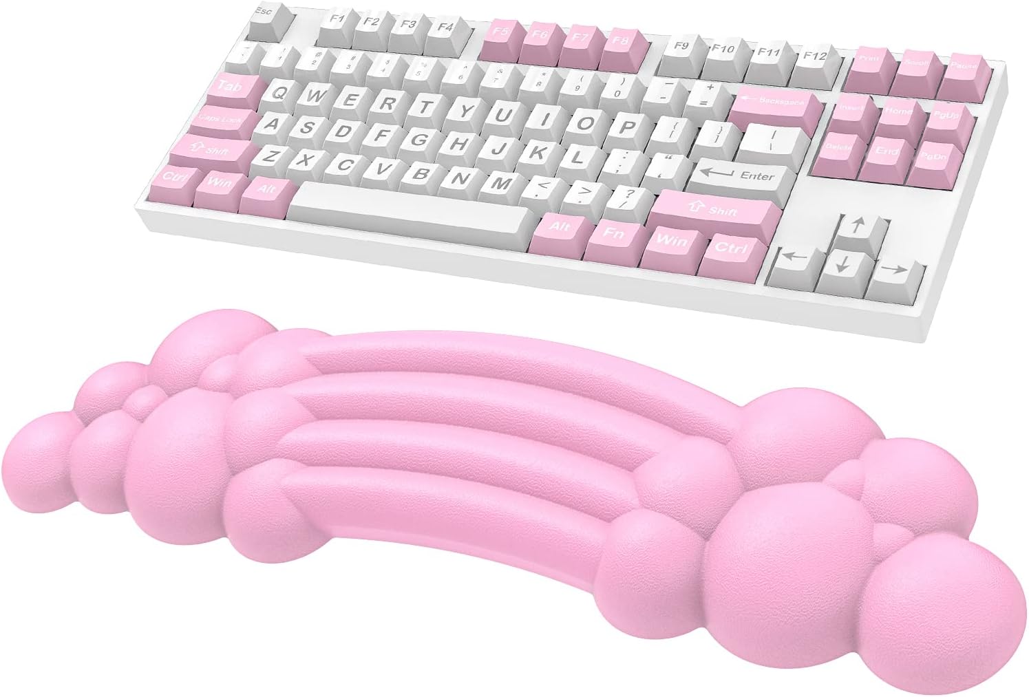 Cloud – Teclado con reposamuñecas y reposamuñecas, de piel sintética, espuma viscoelástica suave de silicona con forma ergonómica de arcoíris
