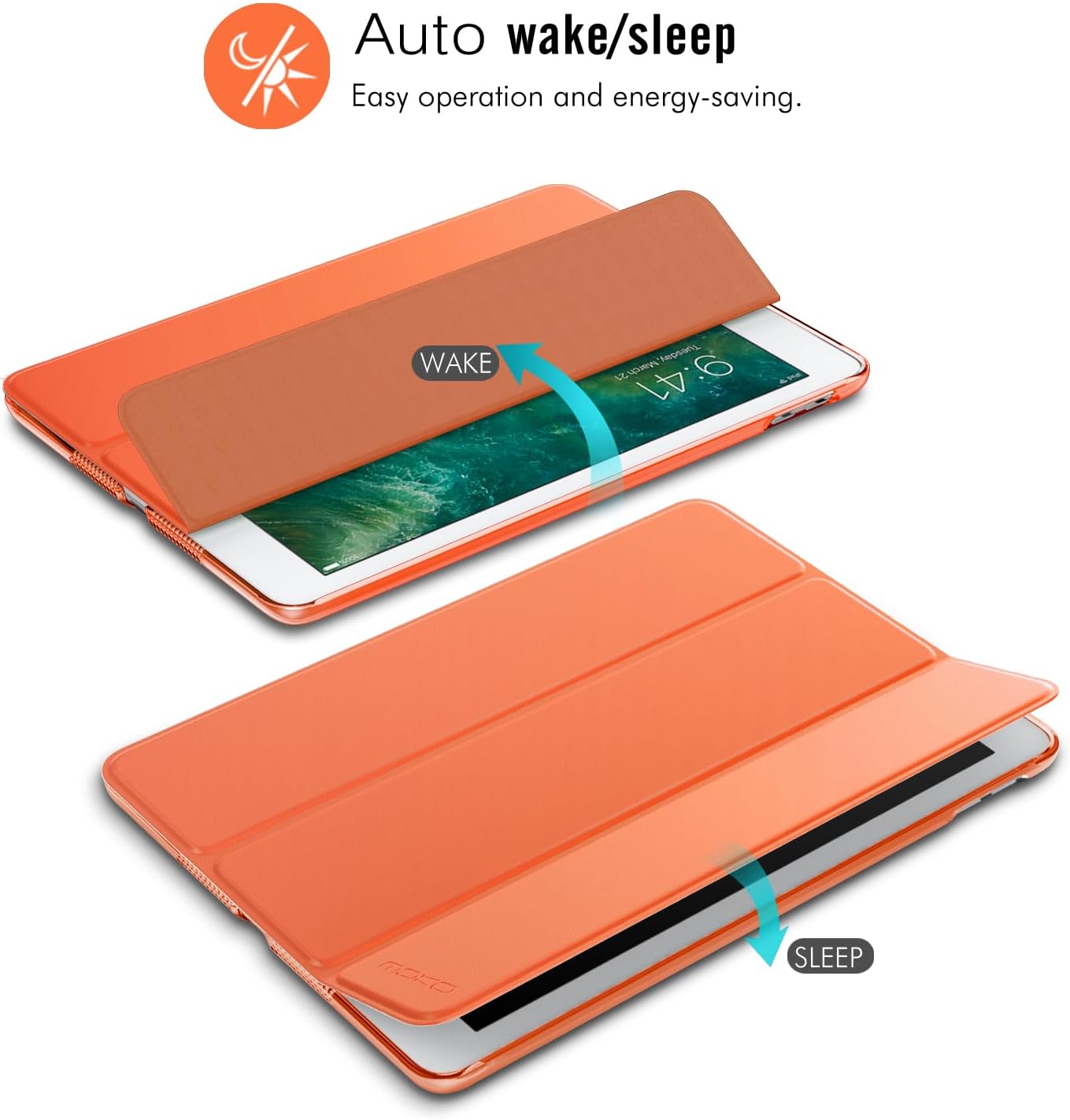 MoKo Case Fit 20182017 iPad 9.7 56 generación, delgada y ligera, con protector trasero translúcido esmerilado para iPad 9.7 20182017, encendido y