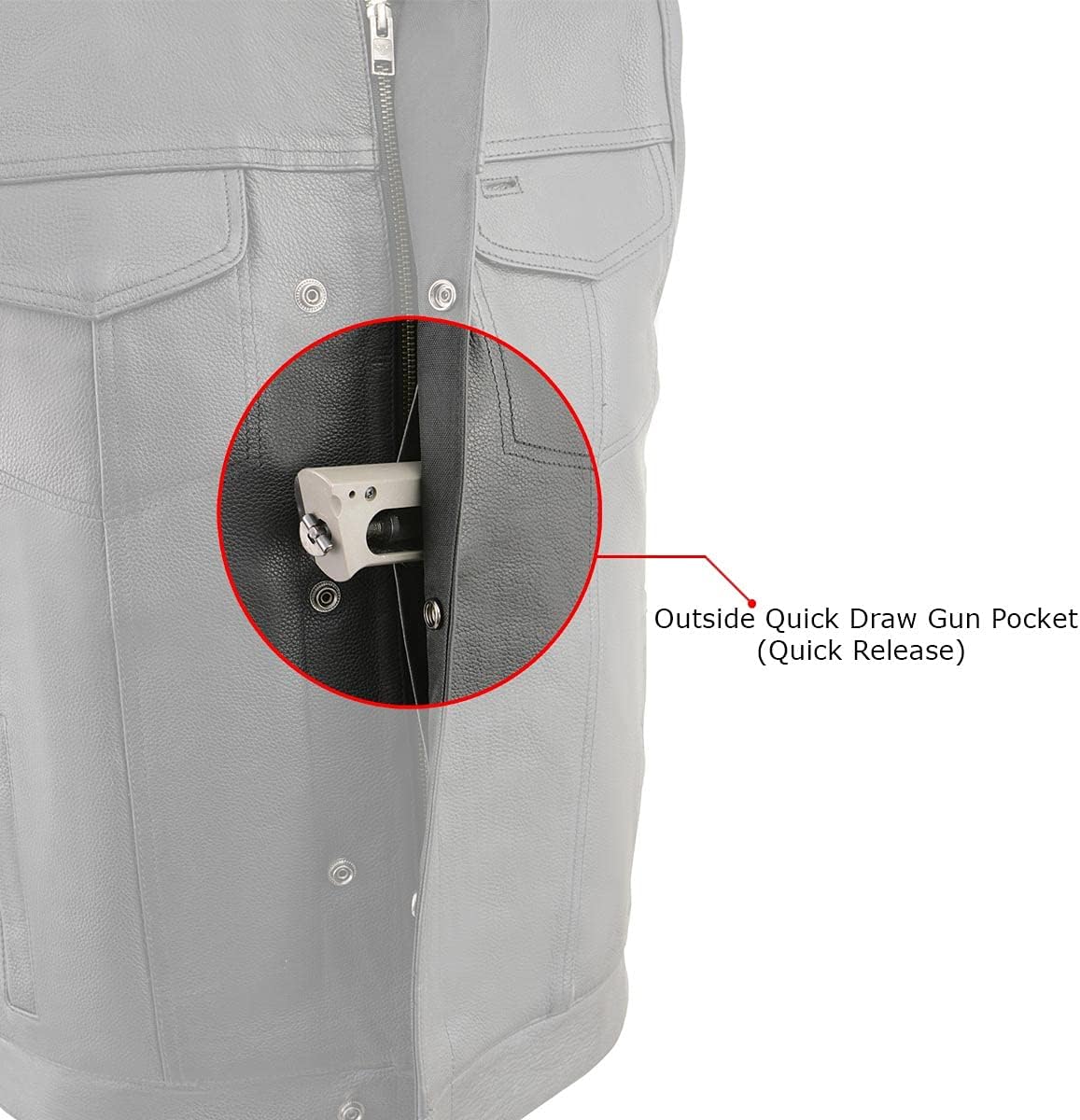 Milwaukee Leather Chaleco de cuero para motocicleta estilo club para hombre, Mlm3510-negroBeige