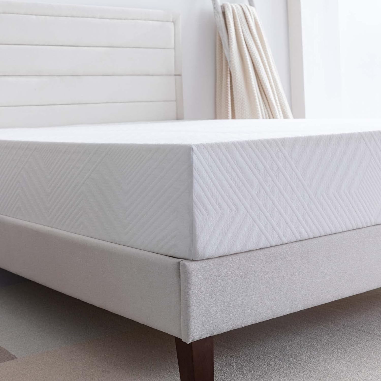 Colchón individual XL, colchón de espuma viscoelástica de gel de 10 pulgadas con infusión de té verde para un sueño fresco y alivio de presión,