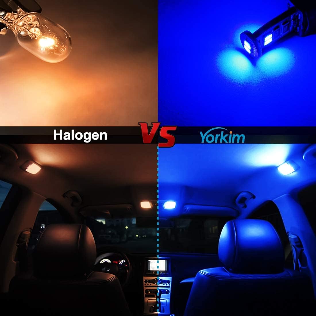Yorkim Bombilla LED T10 Canbus sin errores 6-SMD Super Bright EMC Chipsets, 194 LED interiores para cúpula de coche, mapa, puerta, placa de