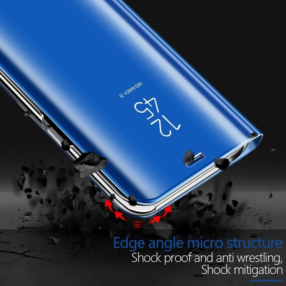 Omorro Funda para Galaxy S23 Ultra Luxury Clear View Electroplate Mirror Maquillaje Diseño Flip Wallet 360 Cuerpo Completo Protección de Pantalla