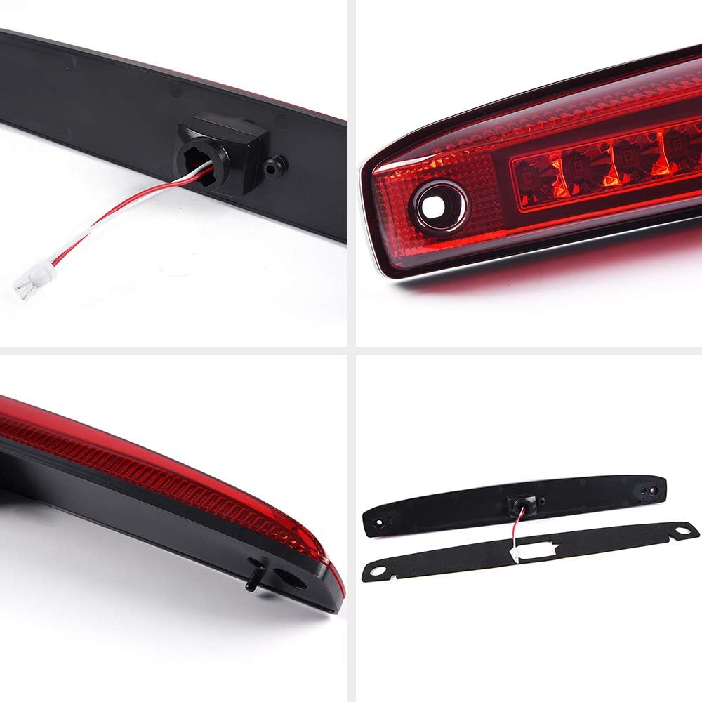 PIT66 Barra LED de tercera luz de freno, compatible con Dodge Ram 2500 3500 2003-2006 Tercera luz de freno de carga con lente roja carcasa cromada