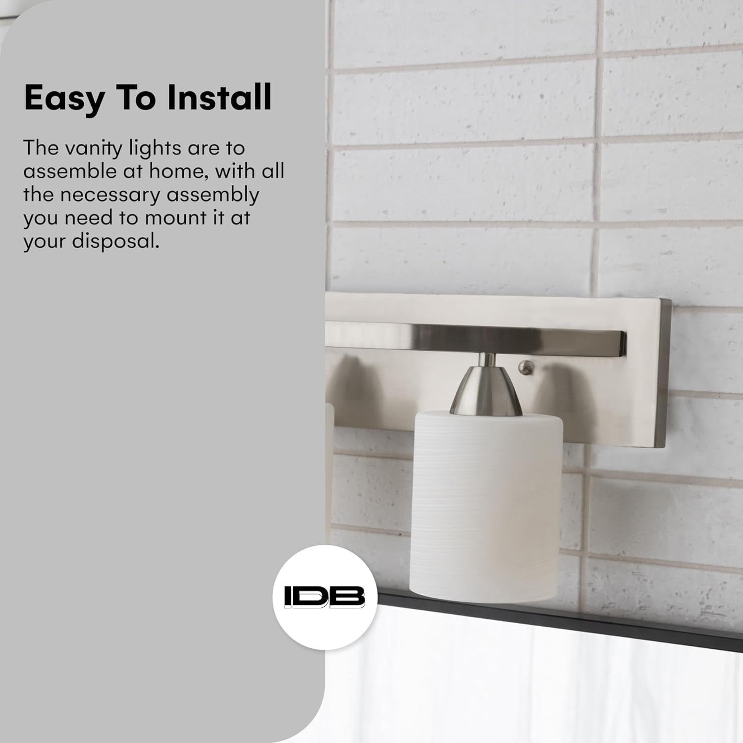 Dorence Lámpara de tocador de baño, lámparas de baño de níquel cepillado, diseño simple y moderno, 2 luces sobre el espejo, luces de montaje en