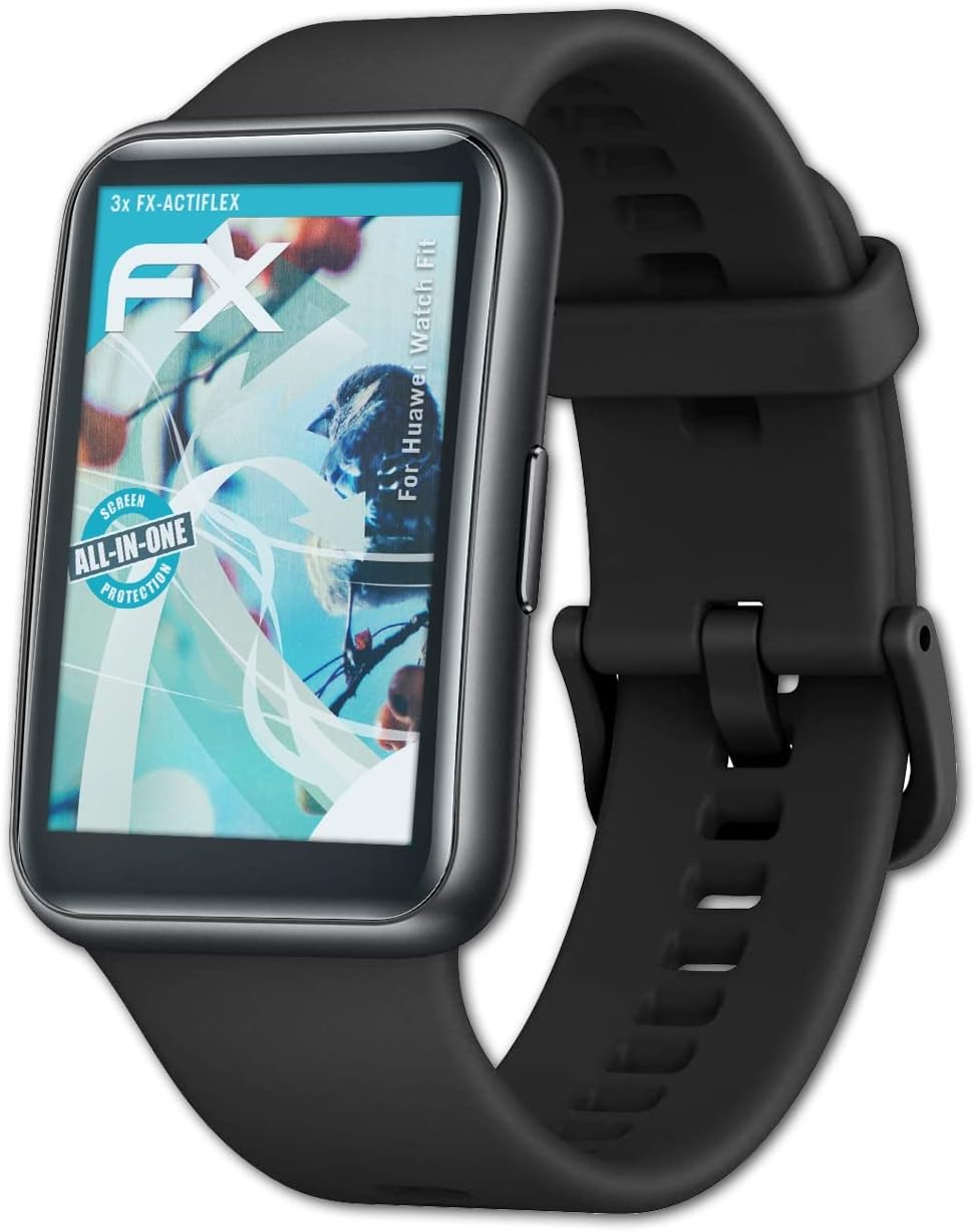 Protector de pantalla compatible con Huawei Watch Fit Protector Film, película protectora de pantalla FX ultra transparente y flexible (3X)