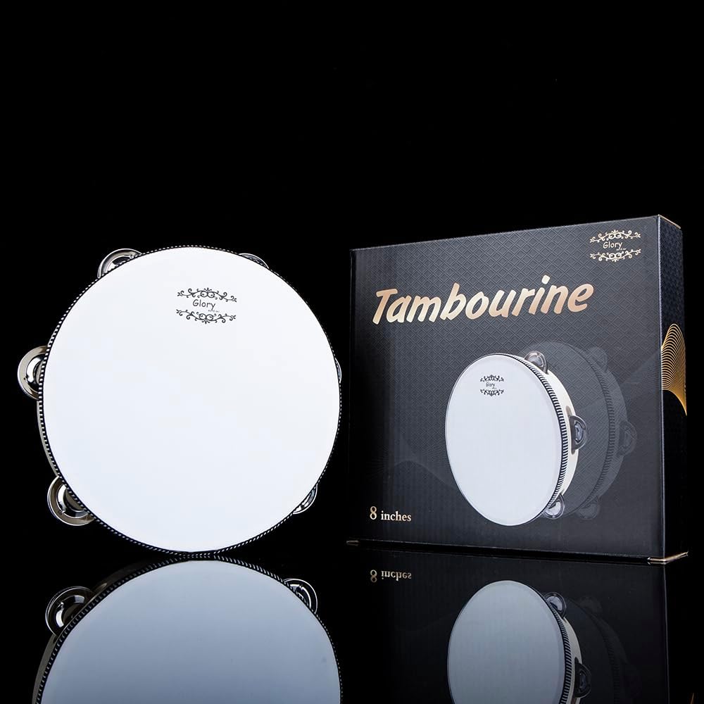 Glory – Tambor de mano de 8 pulgadas, timbre de metal de abedul de percusión, instrumento educativo musical para juegos de fiesta de KTV (8 pulgadas)