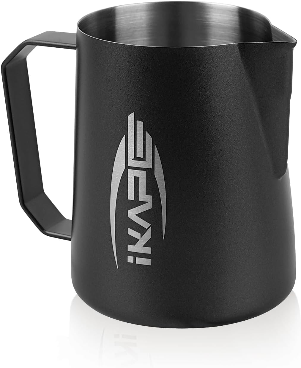 IKAPE Productos de café, jarra de espuma de leche de 20.3 fl oz, jarras de vapor de leche de acero inoxidable, café con leche, café con leche,