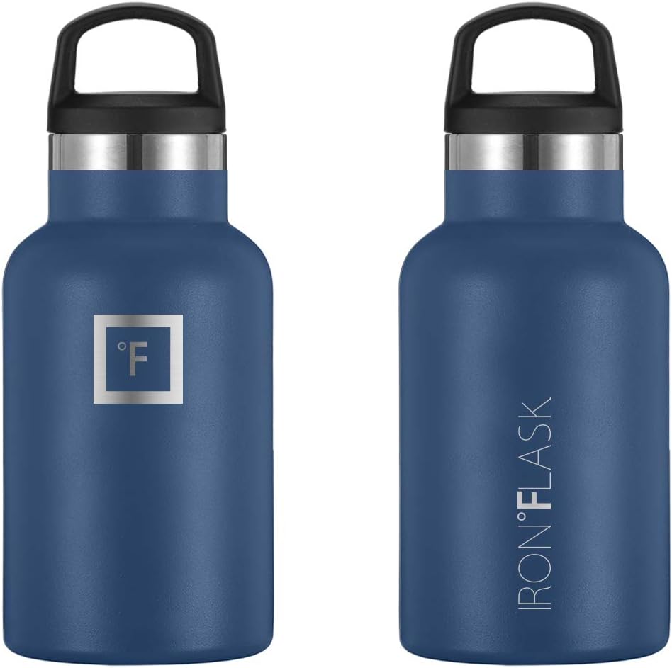 IRON FLASK – Botella de agua deportiva de 12 onzas líquidas, 3 tapas (tapa de pajilla), a prueba de fugas, acero inoxidable aislado al vacío, se