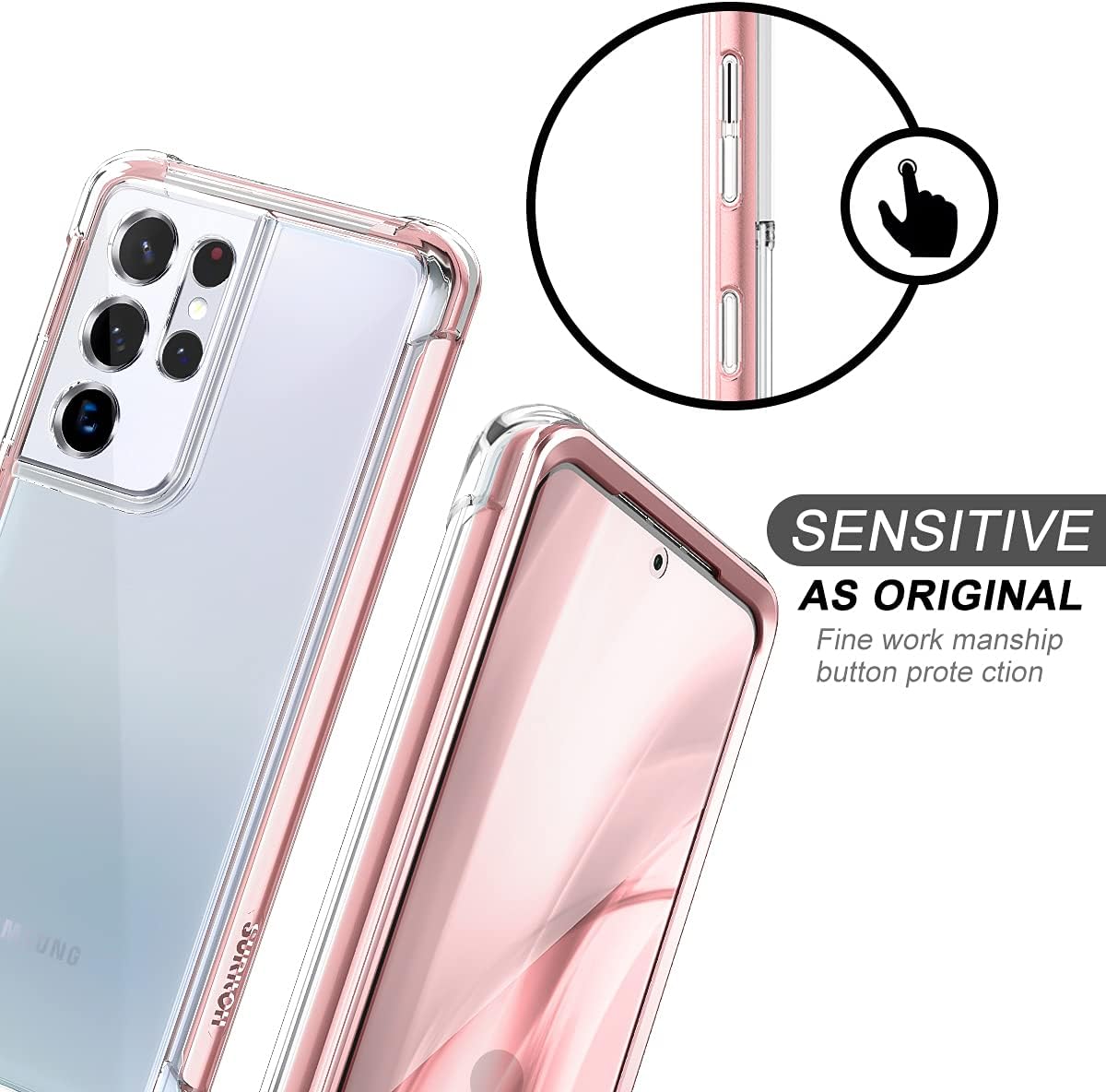 SURITCH Funda Ultra Clear para Samsung Galaxy S21 de 6.8 pulgadas (solo protector de pantalla), protector de pantalla integrado carcasa rígida de