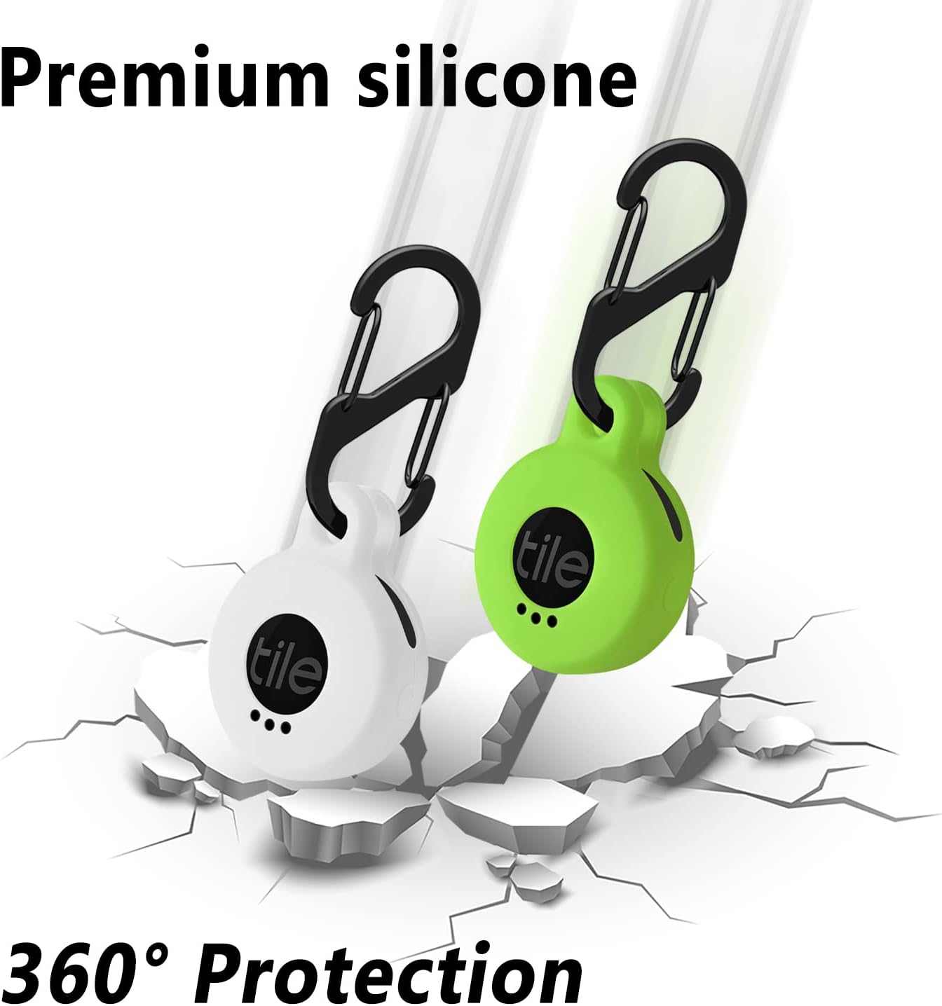 Geiomoo Funda de silicona compatible con adhesivo de azulejos 2022, funda protectora con mosquetón (paquete de 2 unidades, blanco + verde