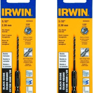 Irwin Tools 4935634 – Broca hexagonal de óxido negro, 332 pulgadas (paquete de 2) Irwin Tools 4935634 – Broca hexagonal de óxido negro, 332 pulgadas (paquete de 2)