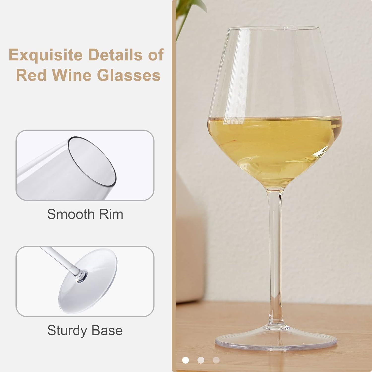 MICHLEY Mordern – Juego de 4 copas de vino grandes color borgoña, plástico Tritan irrompible de 18.5 onzas, para exteriores, bodas, cumpleaños