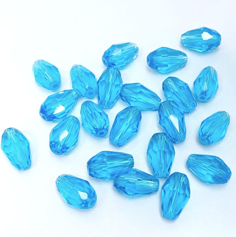 100 cuentas de cristal de lágrima de 0.236 x 0.315 pulgadas, forma facetada, agujero vertical, cuentas de vidrio sueltas, manualidades, pulseras,