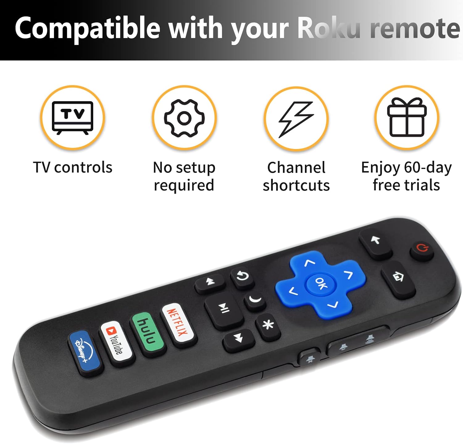 Nuevo control remoto universal de TV compatible solo para televisores Roku, compatible con televisores TCL RokuHisense RokuOnn Roku (no para Roku