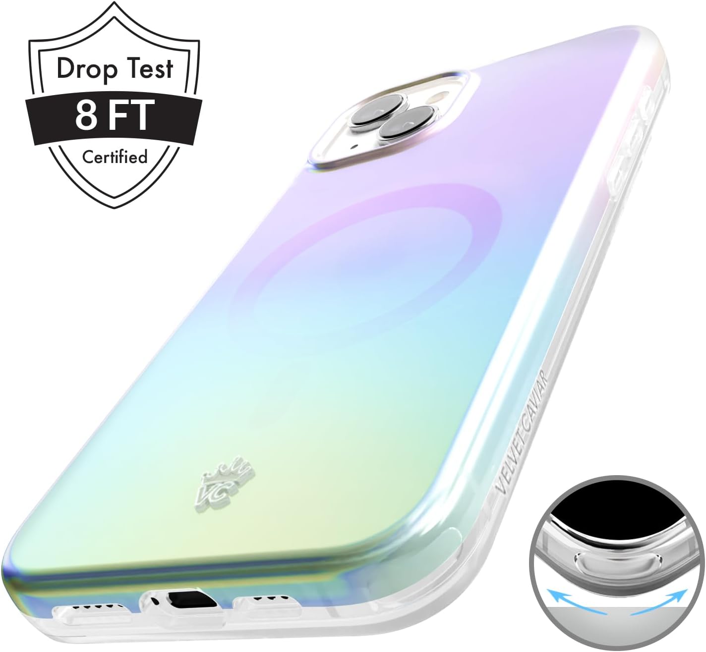 Velvet Caviar Funda compatible con iPhone 15 Ombre probada en caídas de 8 pies compatible con MagSafe – Bonitas fundas protectoras para teléfonos