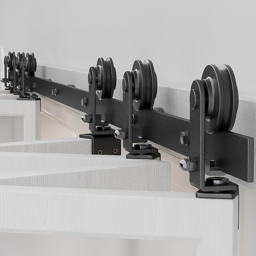 AONAYIOA Kit de riel de puerta corrediza de granero plegable de 6 pies72 pulgadas para interior de 8 puertas, resistente (puerta no incluida, solo