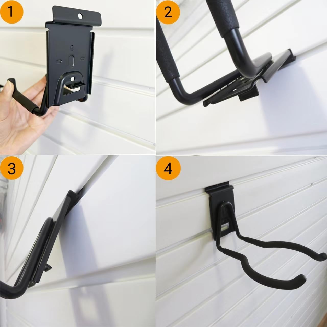 ATOOLA Organizador de herramientas eléctricas para Slatwall, ganchos de garaje para colgar herramientas de patio, estante antideslizante y soporte