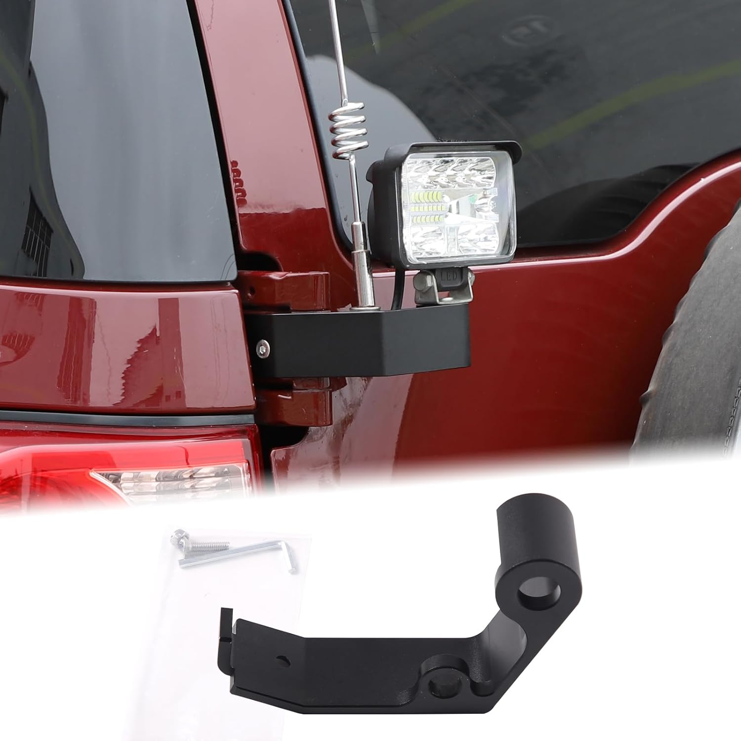 Soporte de antena para portón trasero de automóvil, compatible con Toyota FJ Cruiser 2007-2021, soporte de antena para portón trasero, foco LED,