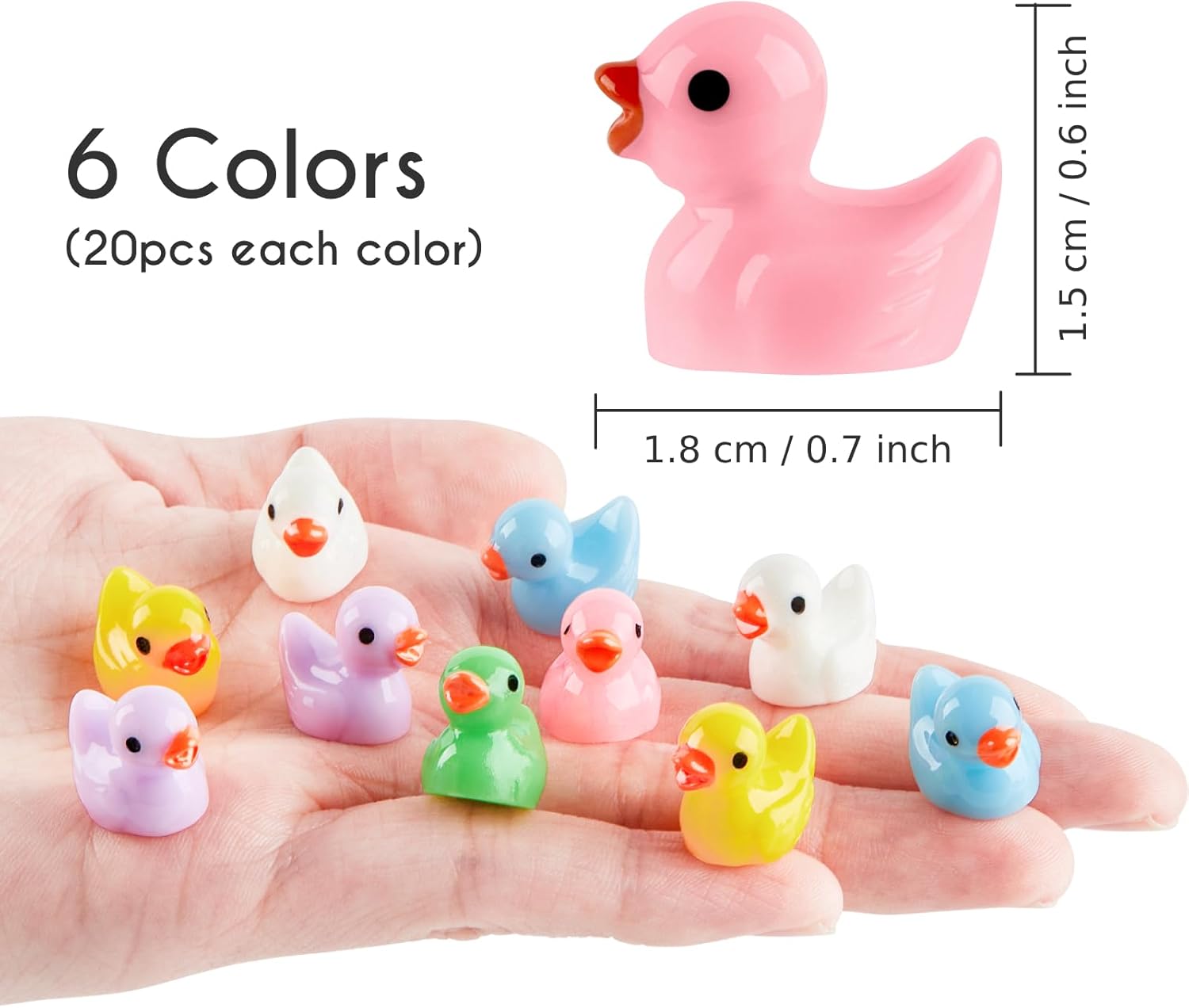 120 piezas de mini patos de resina, figuras en miniatura de pato pequeño a granel para fiestas, decoraciones de micro paisajes, adornos de acuario