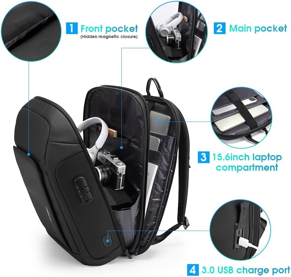 BANGE Mochila inteligente para computadora portátil de negocios que puede contener una mochila de viaje para laptop de 15.6 pulgadas, bolsa de