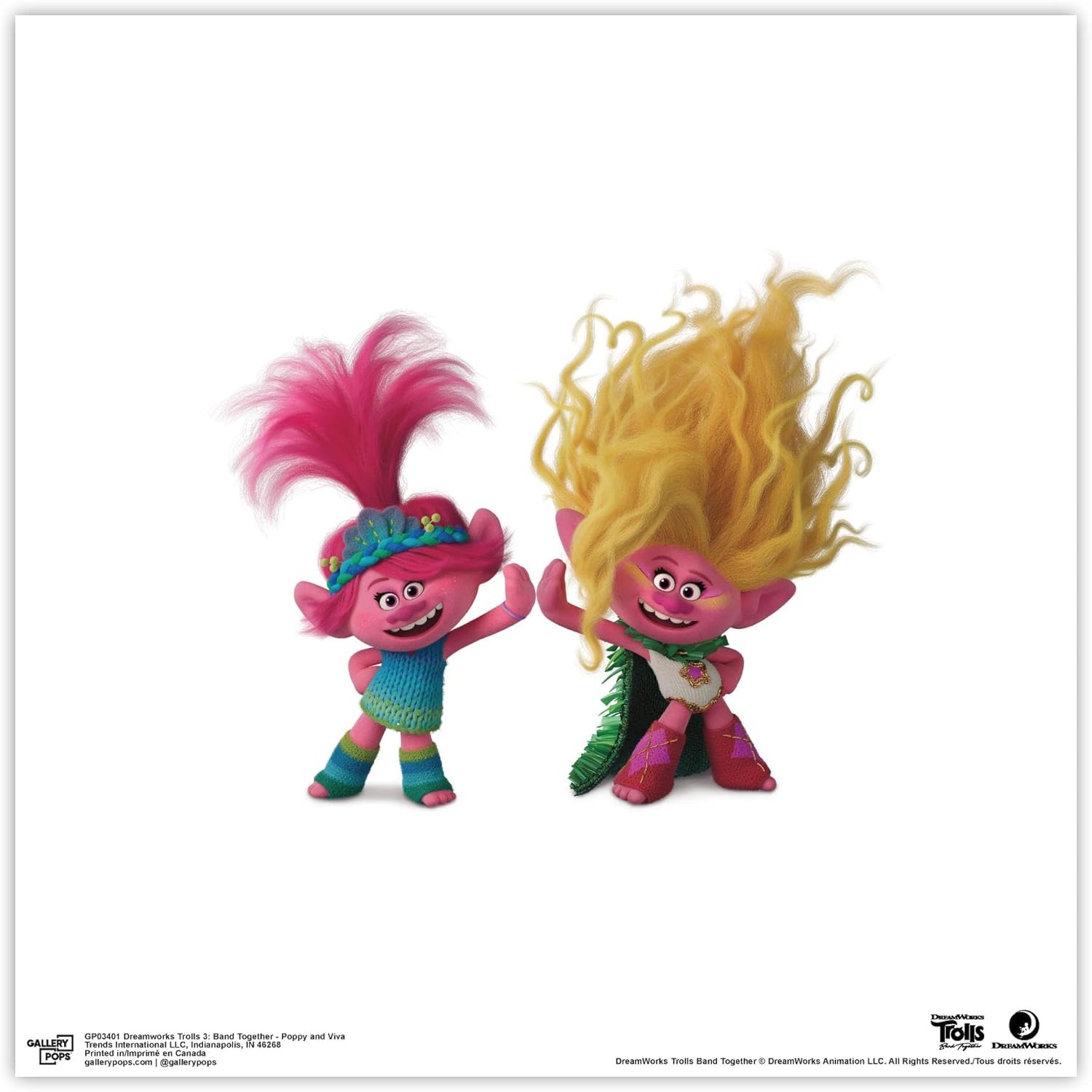 Trends International Gallery Pops Trolls Band Together – Póster de pared de Poppy and Viva, 12.00 x 12.00 pulgadas, versión sin marco