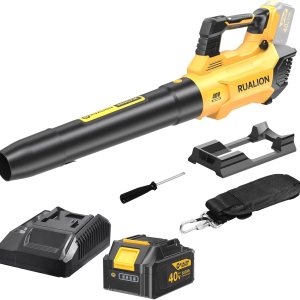 Soplador de hojas inalámbrico de hasta 620 CFM, 180 MPH-40V, soplador de hojas eléctrico inalámbrico con batería de 6.0 Ah y cargador, sopladores a Soplador de hojas inalámbrico de hasta 620 CFM, 180 MPH-40V, soplador de hojas eléctrico inalámbrico con batería de 6.0 Ah y cargador, sopladores a