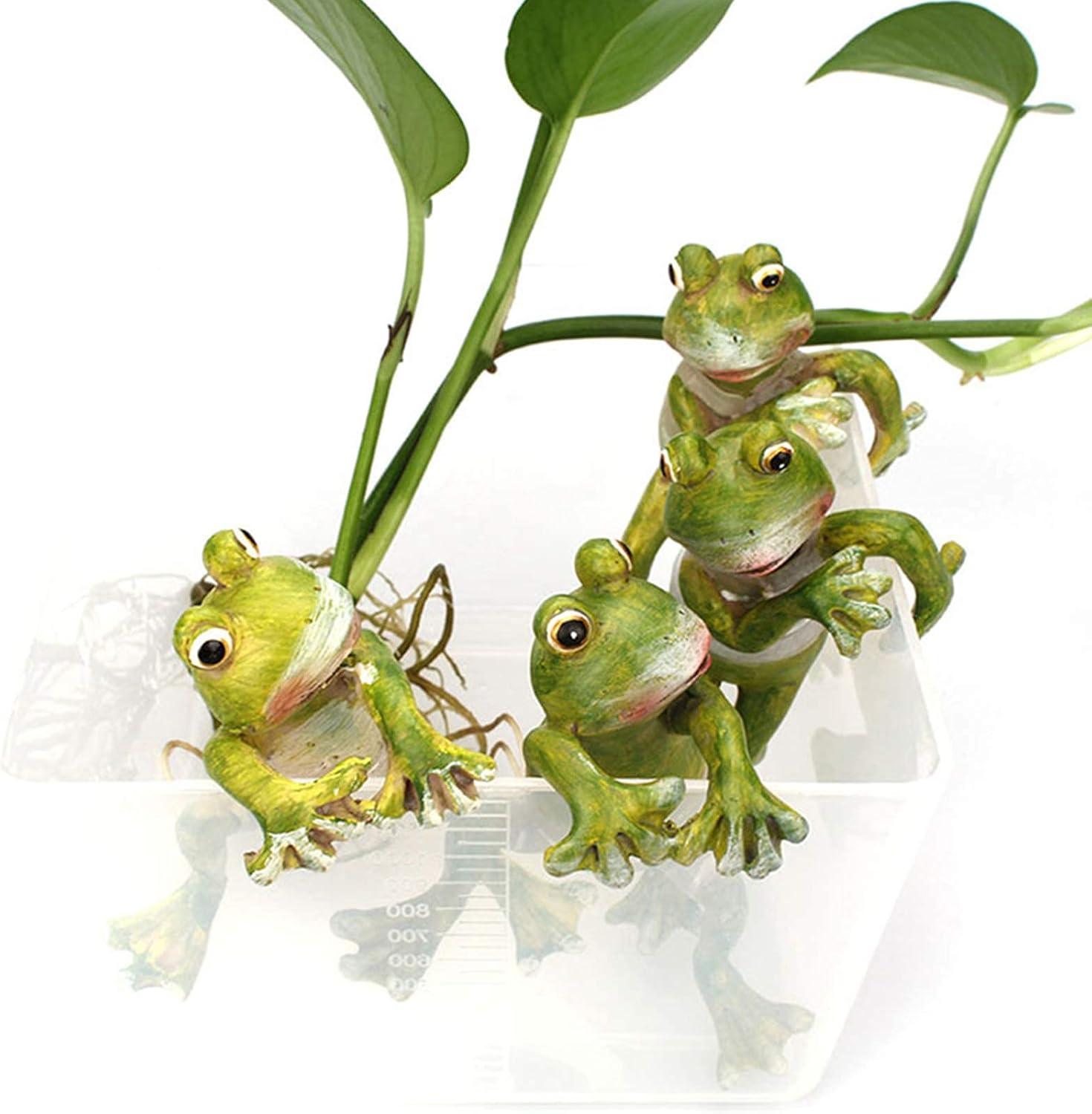 NMFIN Paquete de 4 estatuas de jardín de ranas, esculturas de ranas 3D para exteriores, escultura de animales lindos de resina, arte de patio y
