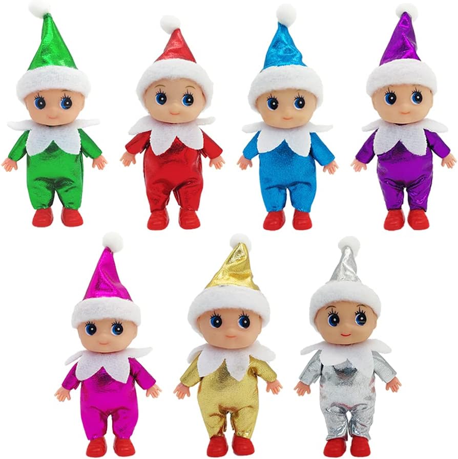 Pequeñas muñecas de bebé, gemelos, mini elfos, juego de juguetes brillantes para decoración de estantes, accesorios de regalo para niñas, niños,
