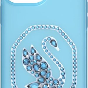 Swarovski Signum – Funda para iPhone 13 Pro Max, color azul con motivo de cisne Swarovski y cristales de Swarovski azules, parte de la colección Swarovski Signum – Funda para iPhone 13 Pro Max, color azul con motivo de cisne Swarovski y cristales de Swarovski azules, parte de la colección