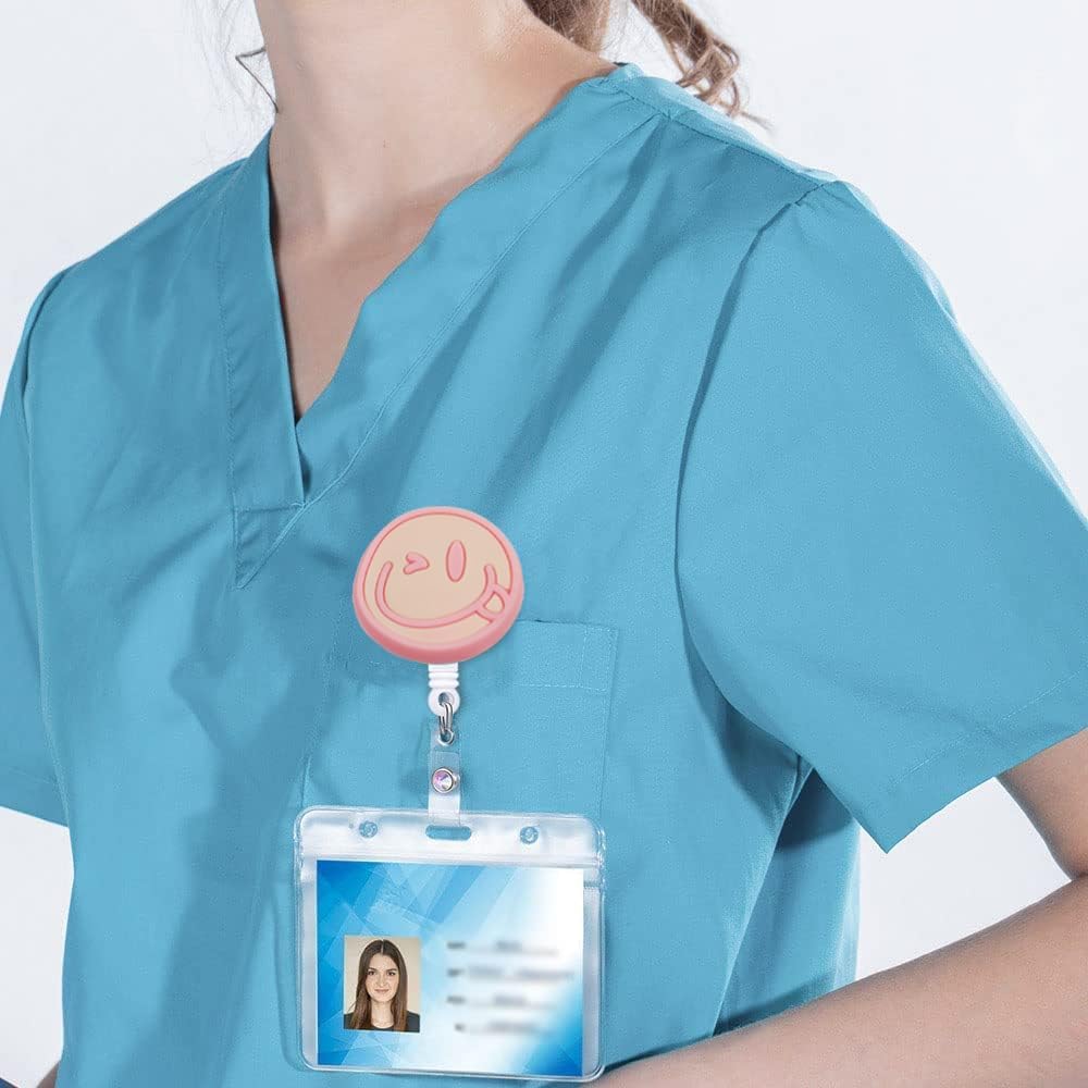 KAGNAL 4 carretes de insignia de enfermera, lindo soporte retráctil con clip, tarjetero de identificación de enfermería para enfermera, estudiante,