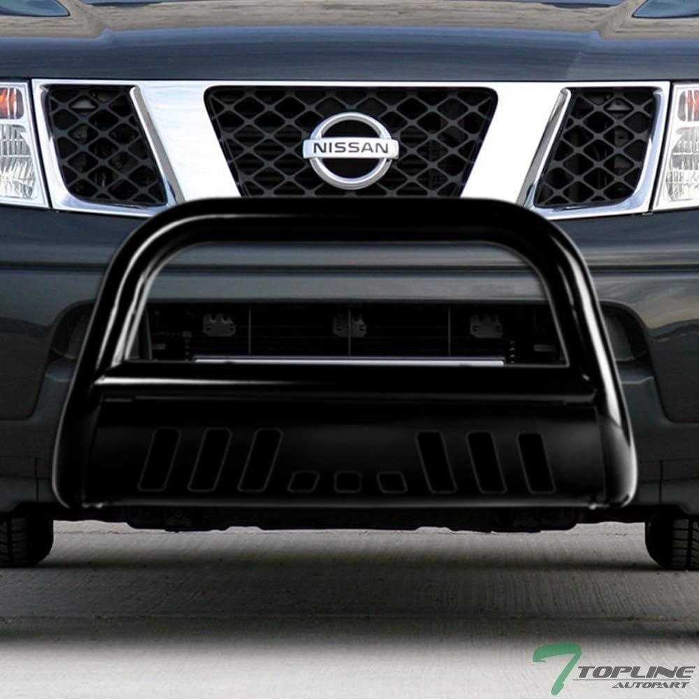 Cepillo de barra de parachoques delantero negro con placa deslizante compatible con 05-21 Frontier  05-07 Pathfinder  05-15 Xterra