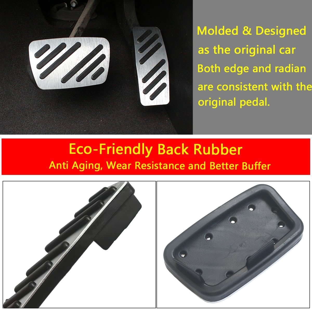 Alfombrilla antideslizante para pedal de acelerador de gas de freno, compatible con Chevrolet Impala Equinox Cruze Cadillac XTS, GMC Acadia Terrain