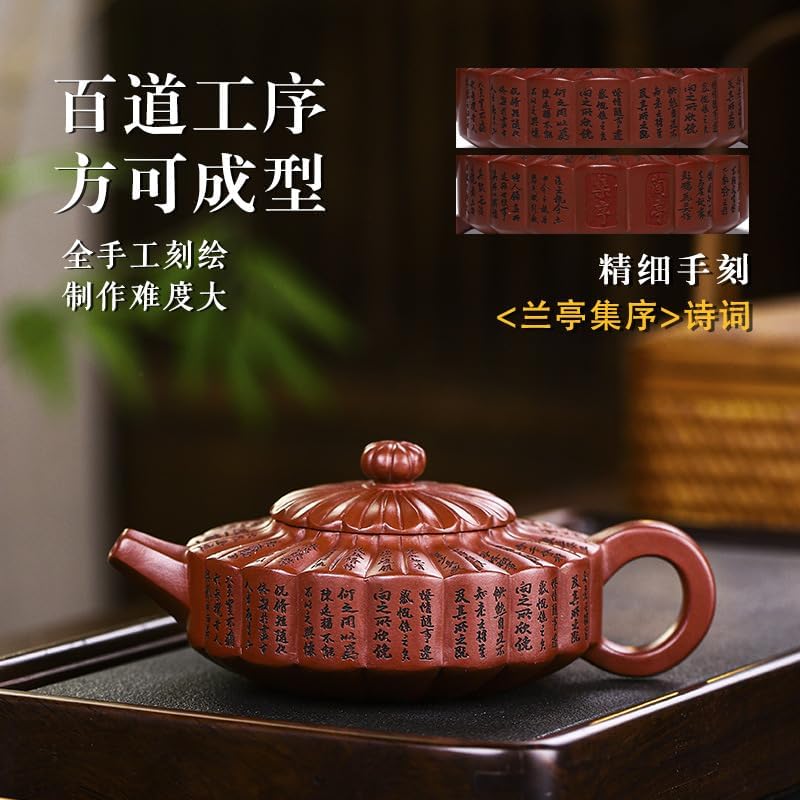 Tetera Zisha hecha a mano, té chino Yixing de arcilla morada de 10.8 onzas, infusor chino de Kungfu Brew té de hojas sueltas