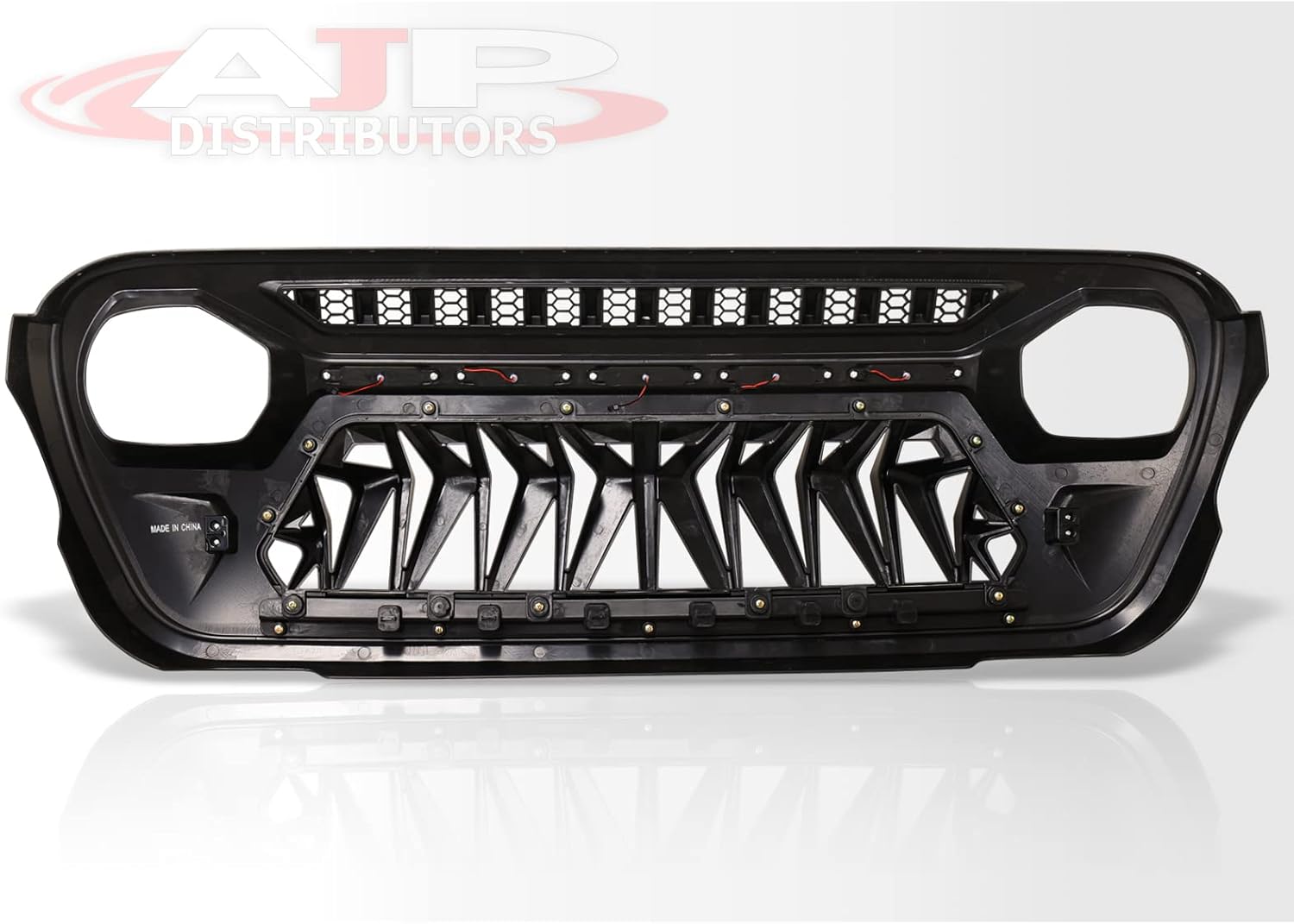 AJP Distributors Parachoques delantero superior estilo tiburón rejilla ABS cubierta con luces LED ámbar DRL luces de correr compatibles  repuesto